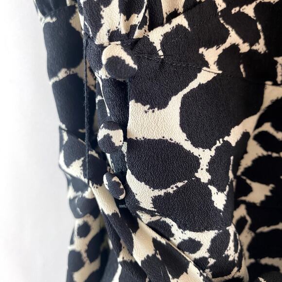 Leopard Animal Print Midi Wrap Dress Womens S Ruffle Hem Sleeveless Fall Neutral - Picture 9 of 14